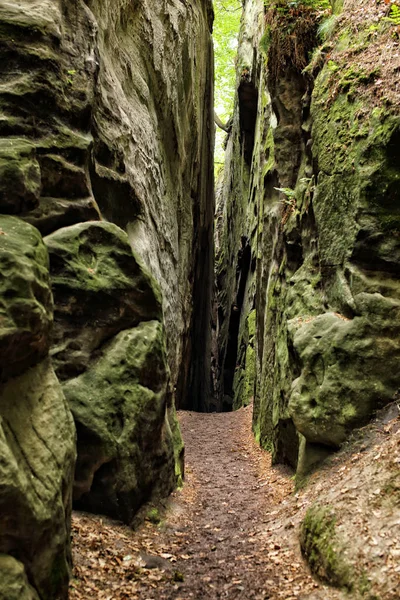 Narrow path between high rocks
