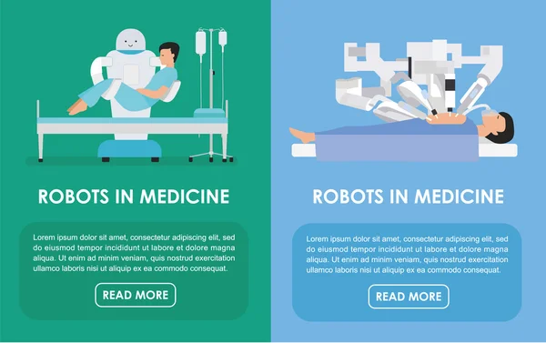 Robot in medicina. Illustrazione vettoriale piatta. Concetto di medicina . — Vettoriale Stock