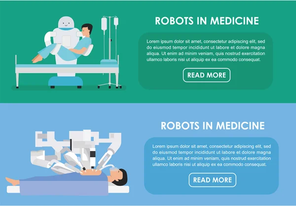 Robôs na medicina. Ilustração vetorial. Plano —  Vetores de Stock