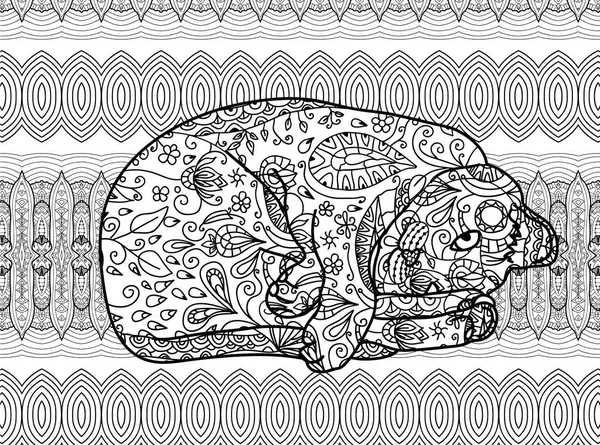 Zendoodle. Página para colorir para adultos. Gato engraçado — Vetor de Stock