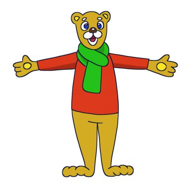 Ayı gülümseyerek. Çizgi film görüntü illüstrasyon izole