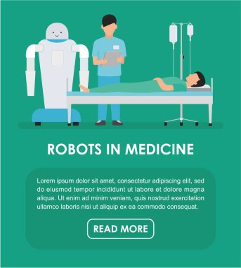 Düz illüstrasyon. Robotlar tıp
