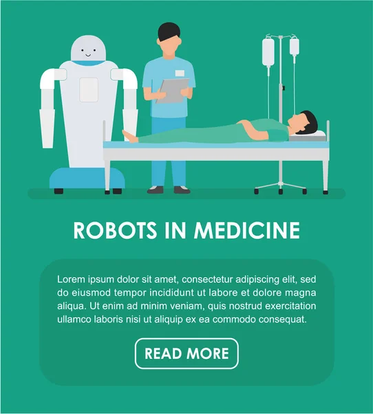 Düz illüstrasyon. Robotlar tıp