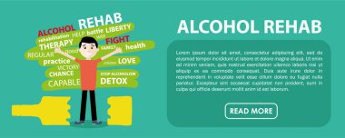 Alkol rehab. Afiş. Vektör düz tasarımı