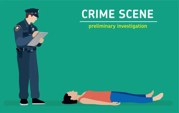 Flat illustration. Murder investigation. — Stock Vector