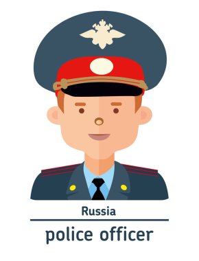 Düz illüstrasyon. Avatar Rusya polis memuru