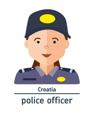 Düz illüstrasyon. Avatar Hırvatistan polis memuru