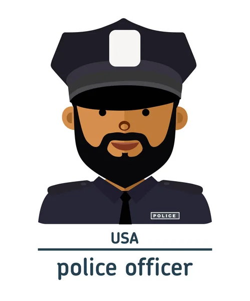 Illustrazione piatta. Avatar Ufficiale di polizia USA — Vettoriale Stock