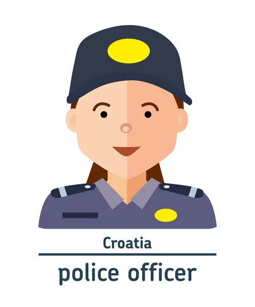 Ilustração plana. Avatar Croácia policial — Vetor de Stock