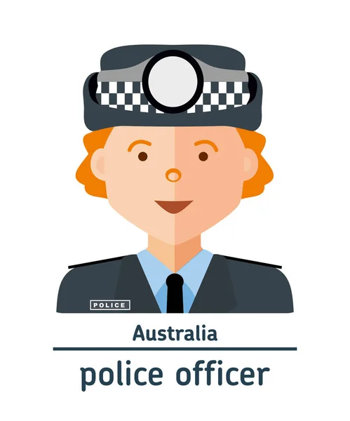 Illustrazione piatta. Ufficiale di polizia Avatar Australia — Vettoriale Stock