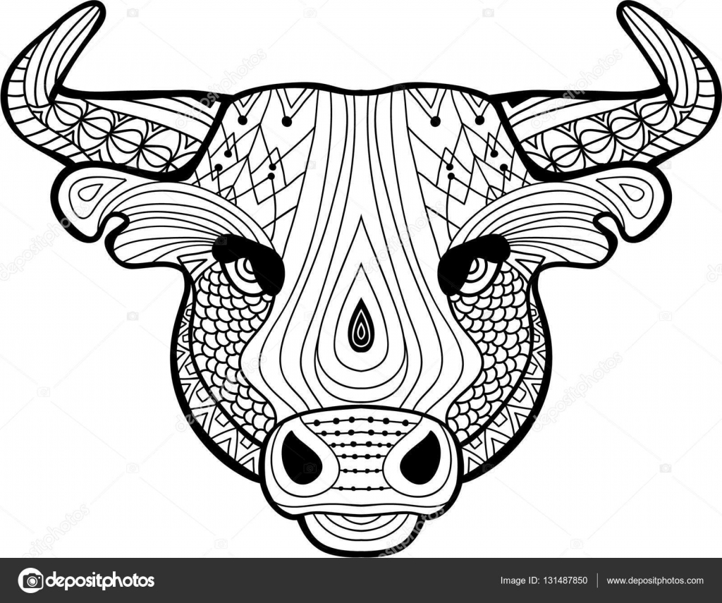 Livre de coloriage pour les adultes La tªte de bison — Image vectorielle