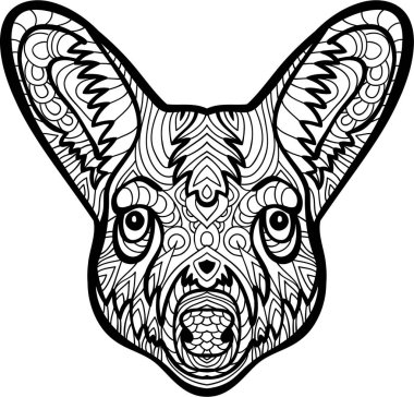 Resimde çizilmiş. Bir kanguru desenleri ile başkanı