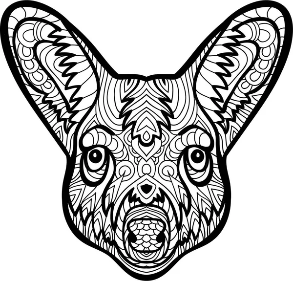 Ilustración hecha a mano. La cabeza de un canguro con patrones — Vector de stock