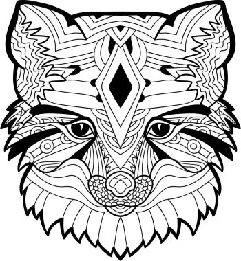 The Fox head pattern. Monochrome ink drawing clipart