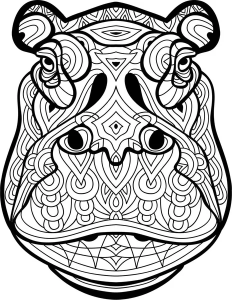 Coloring page for adults. The head of the mighty Behemoth — Stock Vector