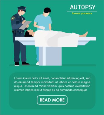 Flat illustration. The autopsy of the murder victim. Forensic pr clipart