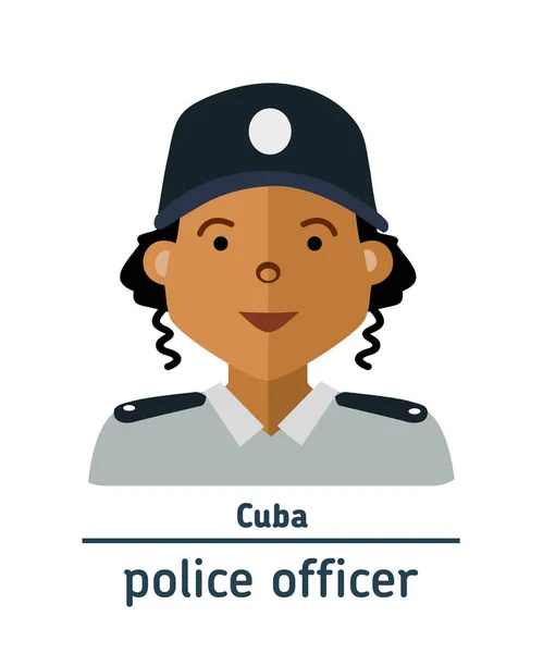 Düz illüstrasyon. Avatar Küba polis memuru — Stok Vektör