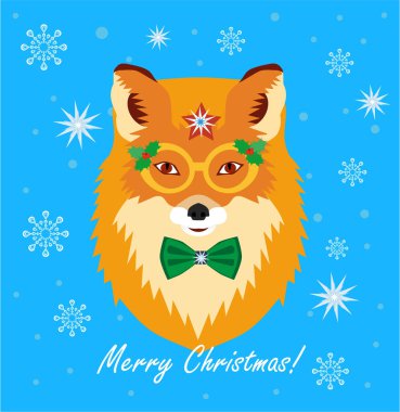 Noel tebrik kartı tasarımı. Noel Fox