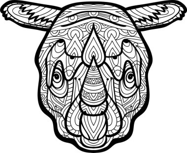 Gergedan kabile desenleri ile boyalı. Zendoodle
