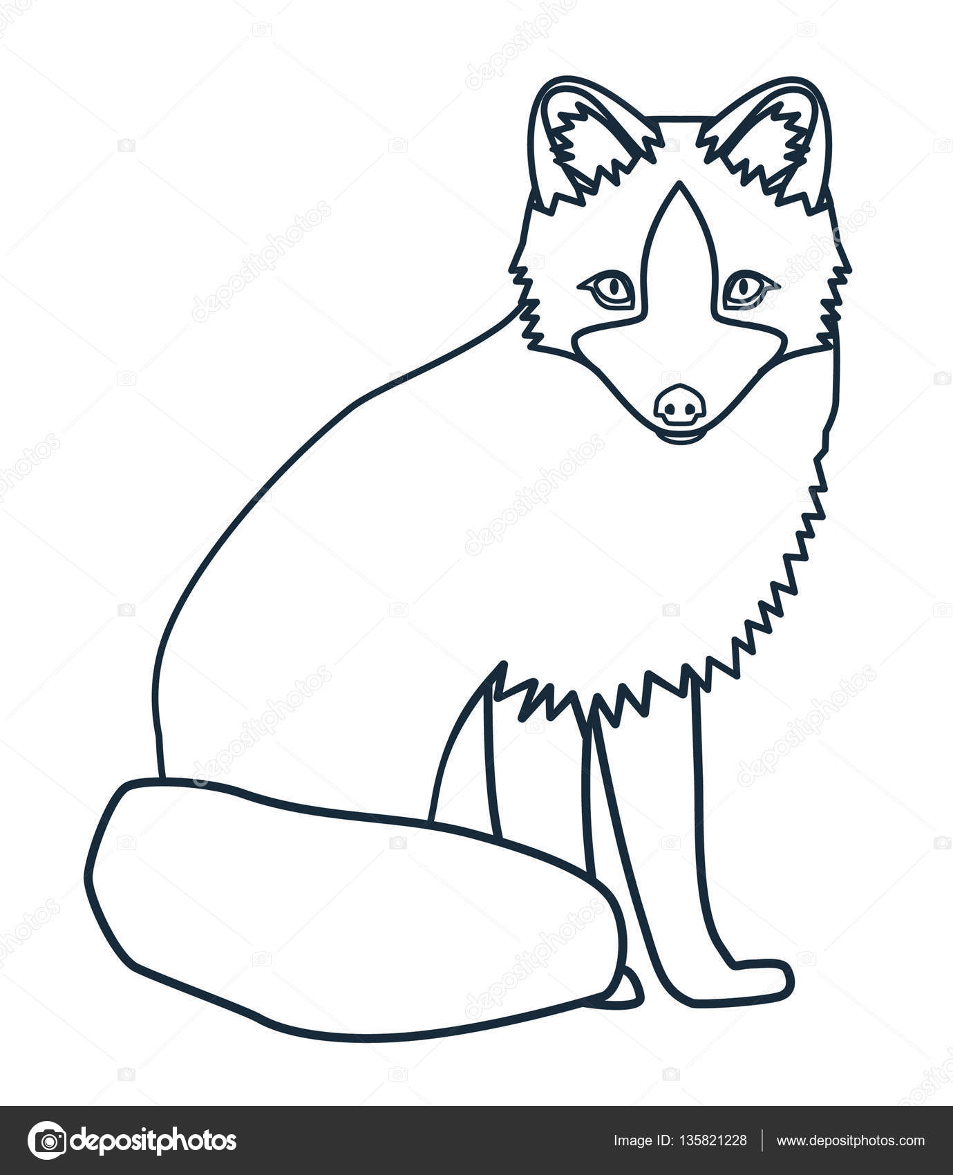 La figura della volpe bianca Icona di linea Vector il disegno di una serie di animali artici L elemento per il logo e design — Vettoriali di aleancher