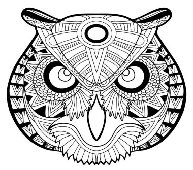 Yetişkin renklendirme sayfası. Bir baykuş başkanı.