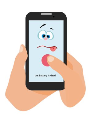 Telefon batarya taburcu gösterir. Çizgi film illustra
