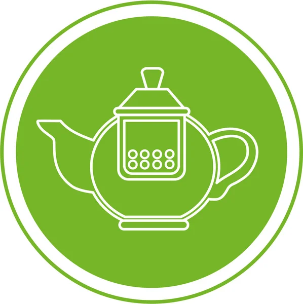 Element logo. Herbata ikona liniowej na zielone kółko. — Wektor stockowy