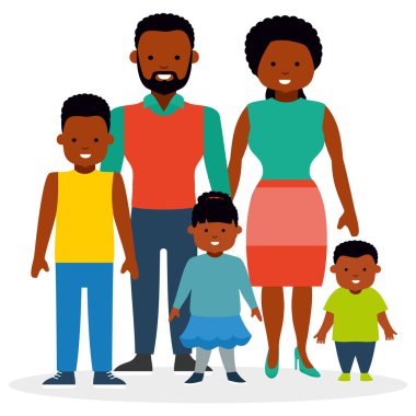 Çocuk, bir kızı ve iki oğlu ile mutlu aile.