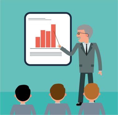 Patron onun çalışanları için şirketin strateji açıklar..