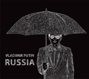 The President of Russia Vladimir Putin with an umbrella clipart