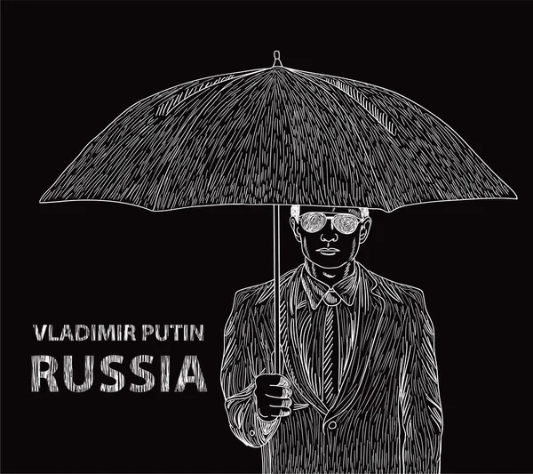 O Presidente da Rússia Vladimir Putin com um guarda-chuva —  Vetores de Stock