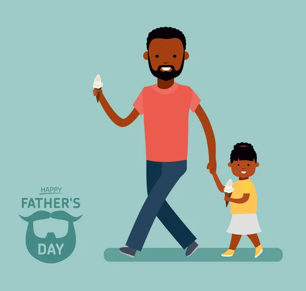 Happy Fathers Day. Dad with daughter. Greeting card