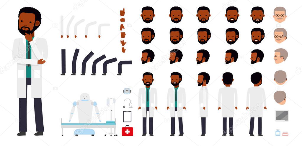 Man character creation set. The doctor, physician, medic, practitioner, surgeon, dentist.