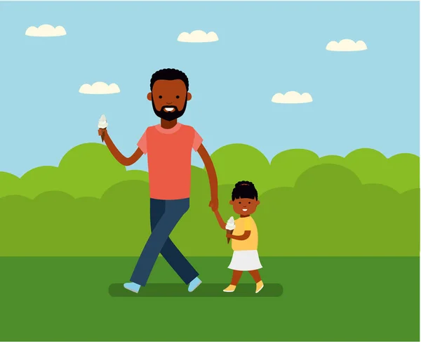 Happy Fathers Day. Vader met dochter in het Park. — Stockvector