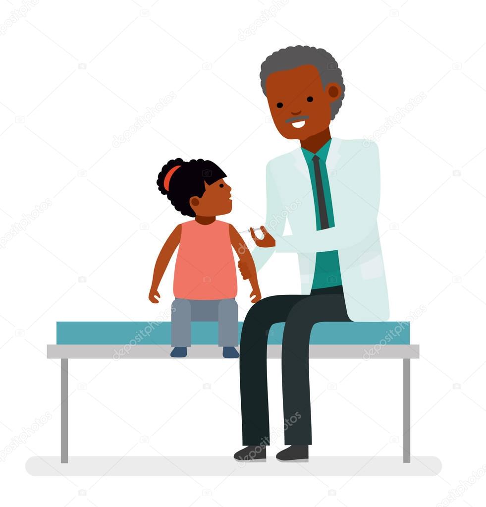 A visit to the doctor. Caring for the health of the child. Vaccination