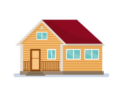 Ahşap ev, bir yazlık beyaz bir arka plan.