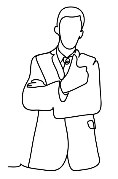 Portrait d'un homme d'affaires joyeux habillé en costume montrant pouce — Image vectorielle