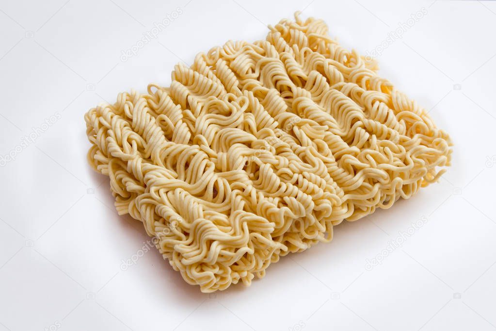 Instant Noodles of fast preparation isolated on a white backgrou