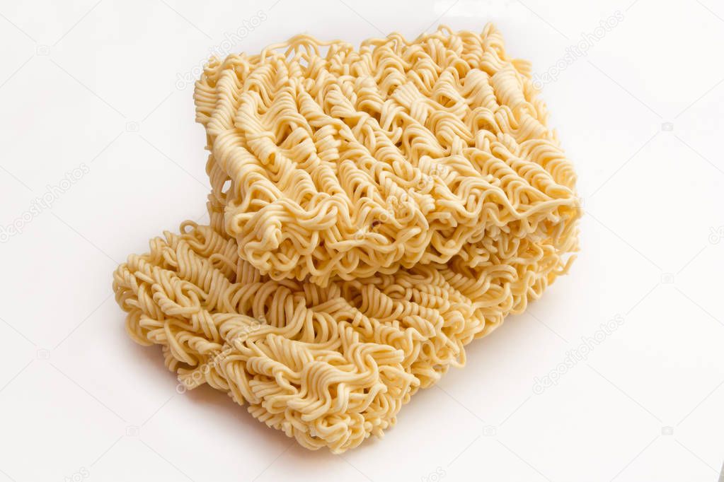 Instant Noodles of fast preparation isolated on a white backgrou