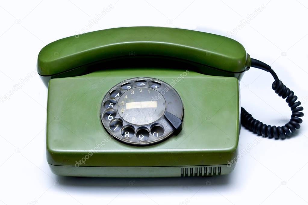 old green telephone 