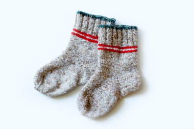 Beyaz arka plan üzerinde izole Yün çorap