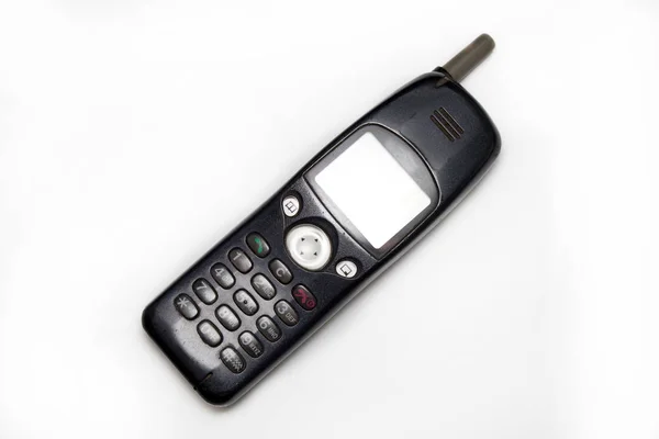 Gammal Mobiltelefon Isolerad Vit Bakgrund — Stockfoto