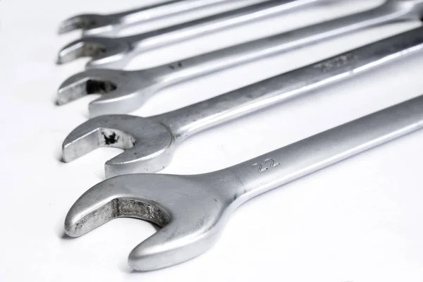 Open Wrenches Closeup White Background — Stock Photo, Image