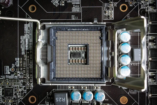 Computer processor socket close up
