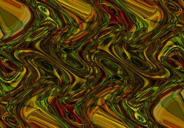 Eğri şekillerden oluşan renkli psikedelik bir arka plan. Görüntü