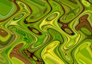 Eğri şekillerden oluşan renkli psikedelik bir arka plan. Görüntü