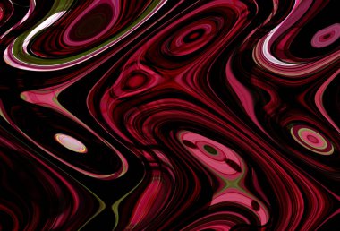 Eğri şekillerden oluşan renkli psikedelik bir arka plan. Görüntü