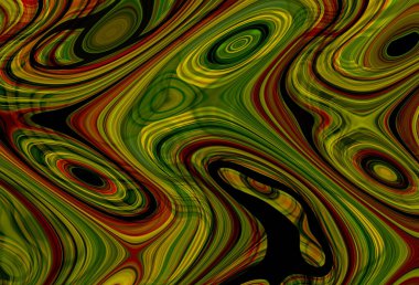 Eğri şekillerden oluşan renkli psikedelik bir arka plan. Görüntü