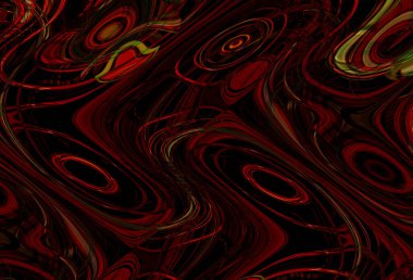 Eğri şekillerden oluşan renkli psikedelik bir arka plan. Görüntü