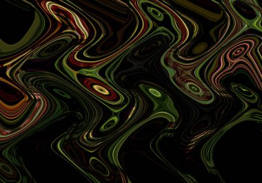 Eğri şekillerden oluşan renkli psikedelik bir arka plan. Görüntü